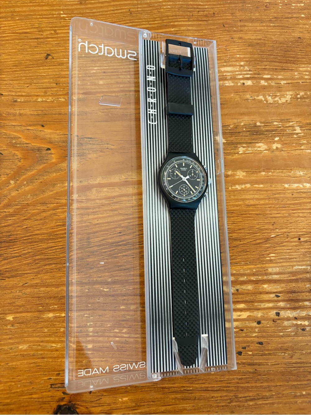 Swatch Black Friday Dial Black Rubber Strap Chronograph Watch